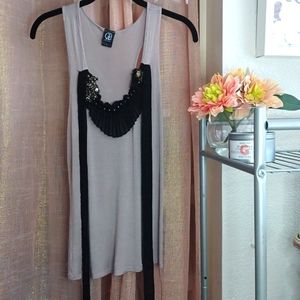 CAVI Sleeveless Tank with Neck Detail Design & Sheer Ties